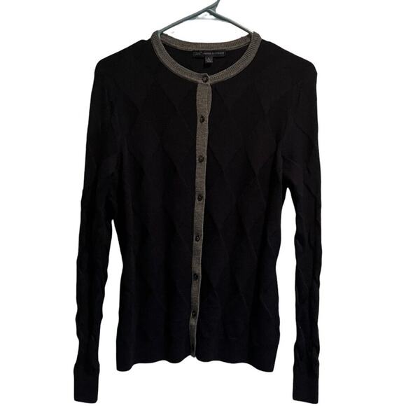 Brooks Brothers Sweaters - Brooks Brothers Cardigan Womens L Blue Merino Wool Harlequin Print